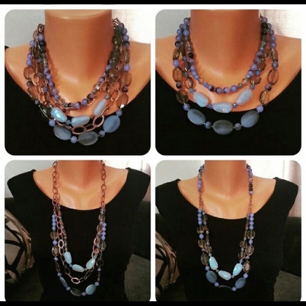 Rose gold and periwinkle necklace